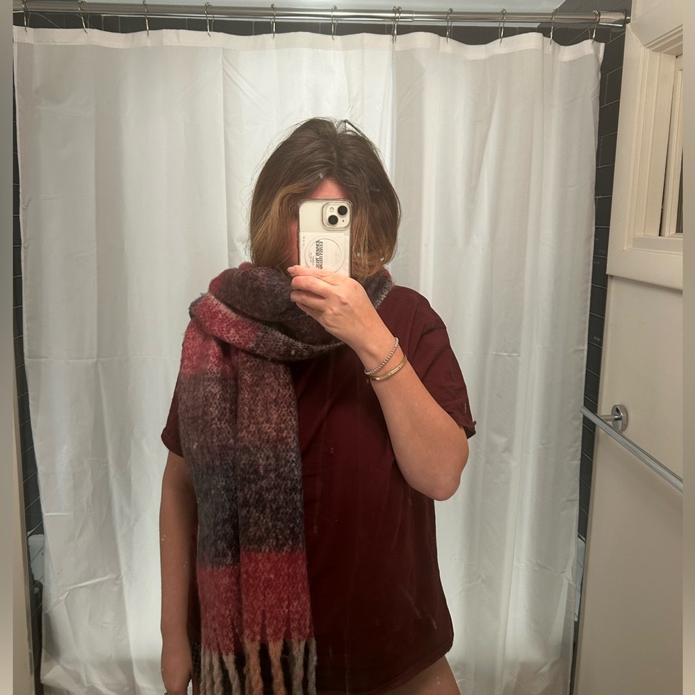 Oversized Berry/Black Colorblock Scarf